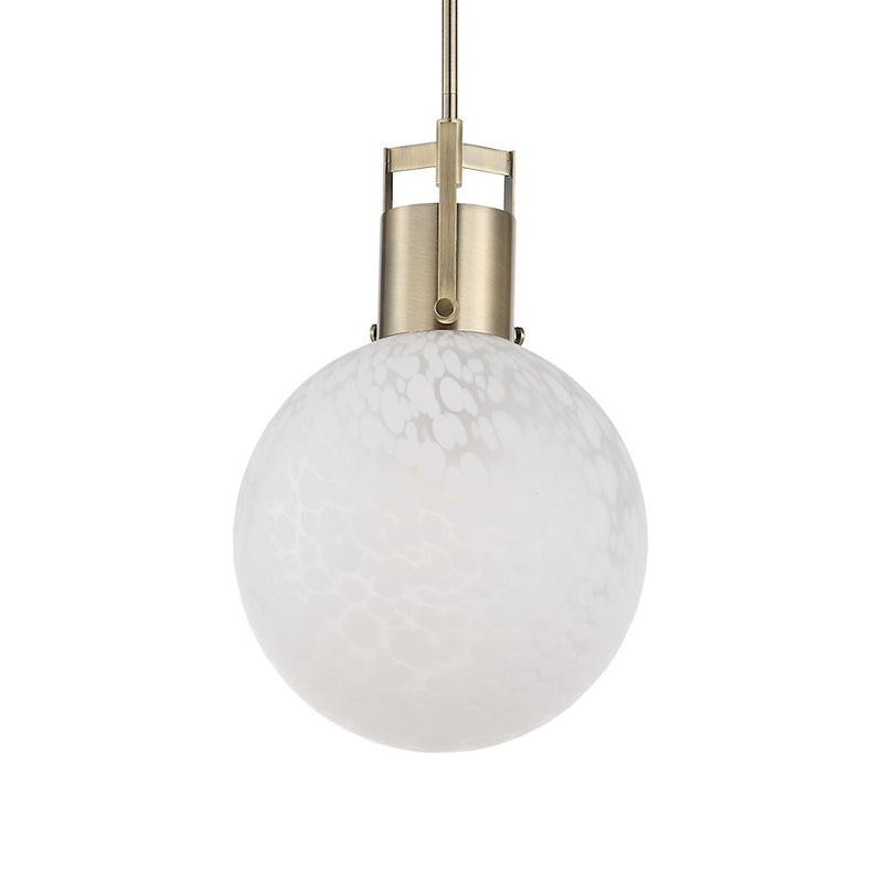 Uttermost Huch 1 Light White Glass Pendant, Antique Brass