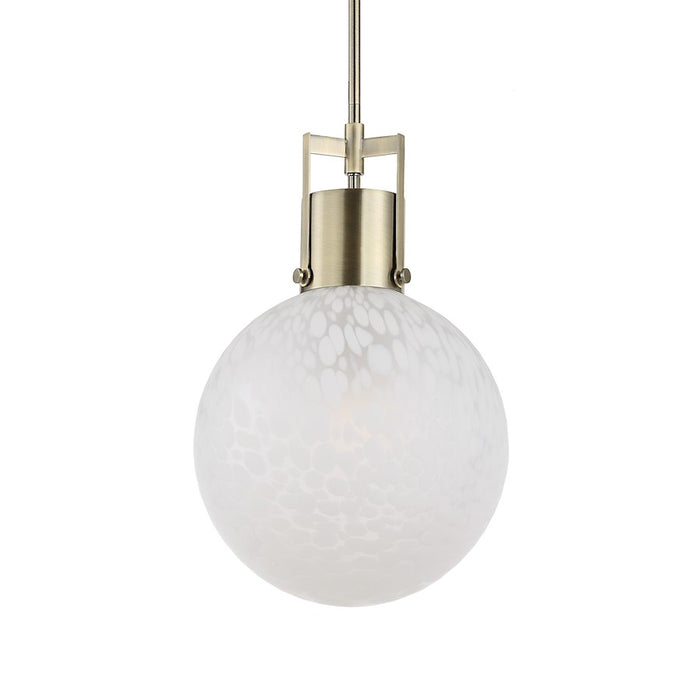 Uttermost Huch 1 Light White Glass Pendant, Antique Brass