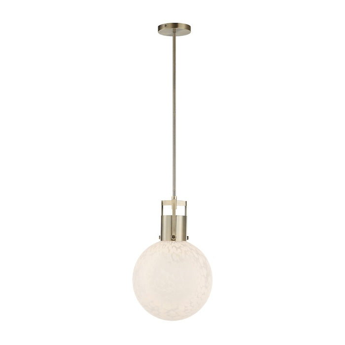 Uttermost Huch 1 Light White Glass Pendant, Antique Brass