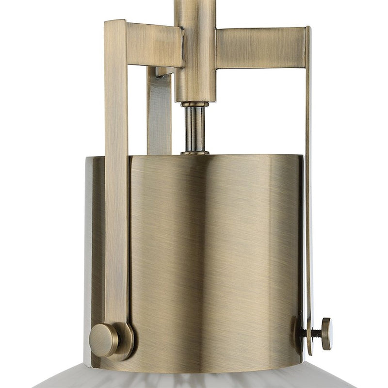 Uttermost Huch 1 Light White Glass Pendant, Antique Brass