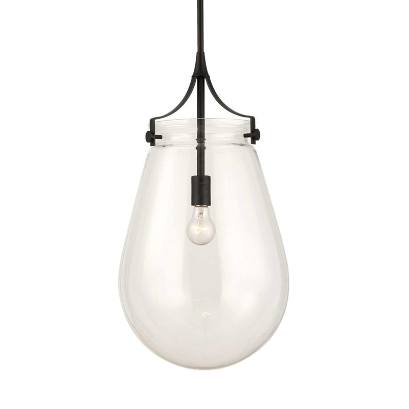 Uttermost Dewdrop 1 Light Glass Shade Pendant, Matte Black - 21628