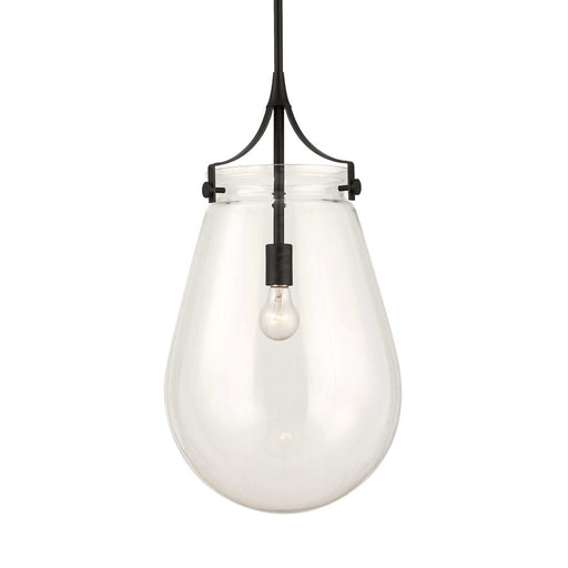 Uttermost Dewdrop 1 Light Glass Shade Pendant, Matte Black - 21628