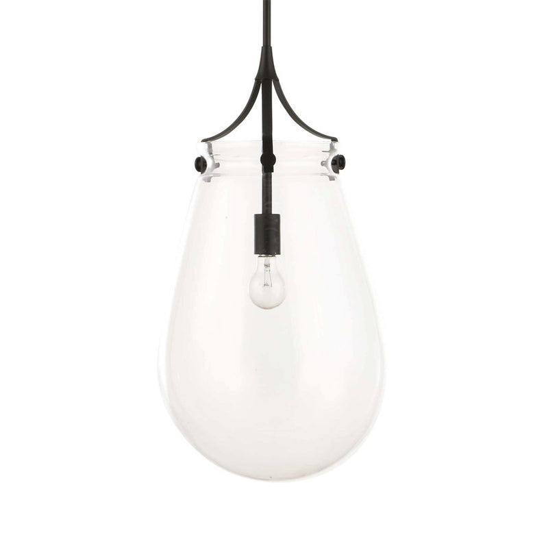 Uttermost Dewdrop 1 Light Glass Shade Pendant, Matte Black