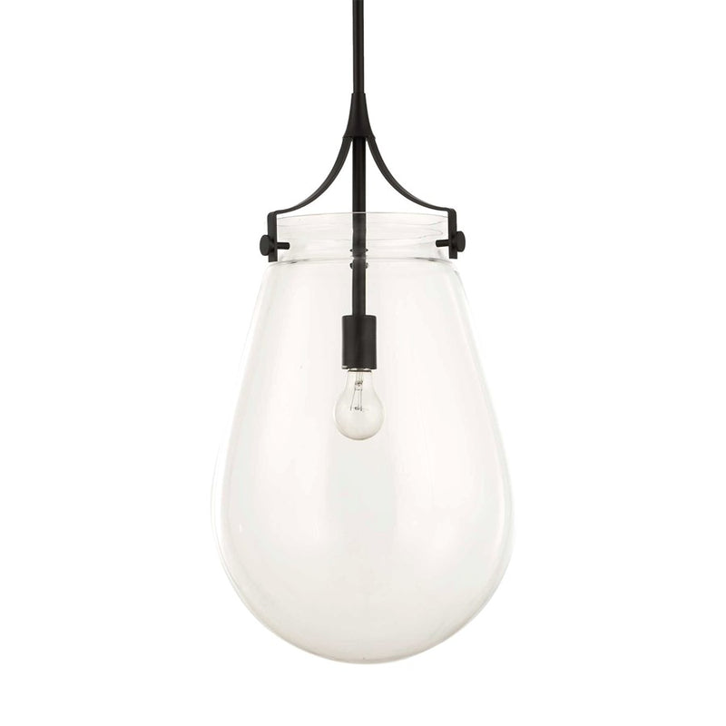 Uttermost Dewdrop 1 Light Glass Shade Pendant, Matte Black