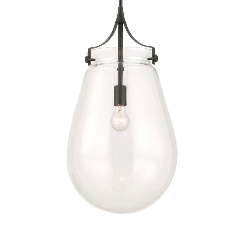 Uttermost Dewdrop 1 Light Glass Shade Pendant, Matte Black