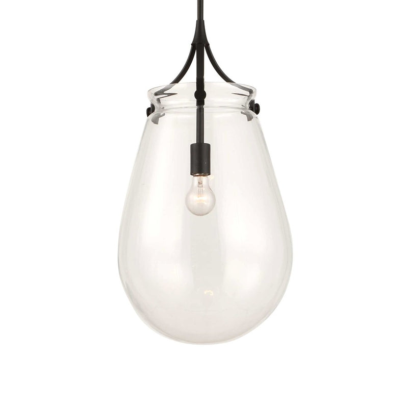 Uttermost Dewdrop 1 Light Glass Shade Pendant, Matte Black