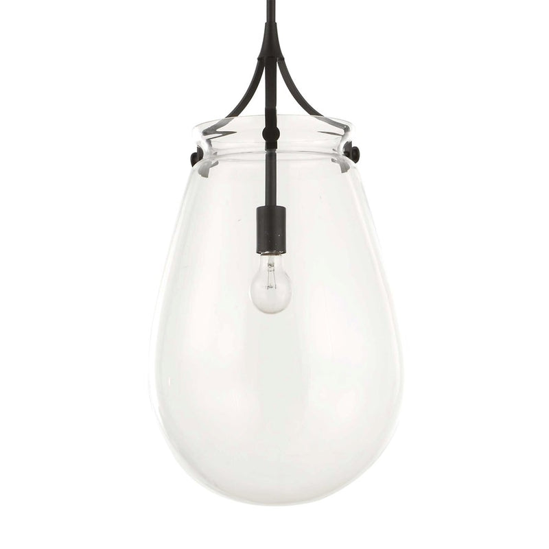 Uttermost Dewdrop 1 Light Glass Shade Pendant, Matte Black