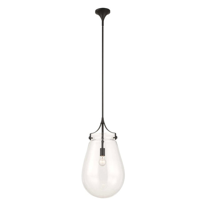 Uttermost Dewdrop 1 Light Glass Shade Pendant, Matte Black