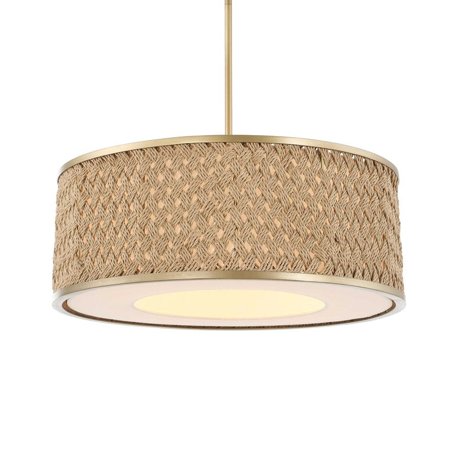 Uttermost Pinchot 4 Light Rattan Drum Pendant, Brushed Matte Gold - 21632
