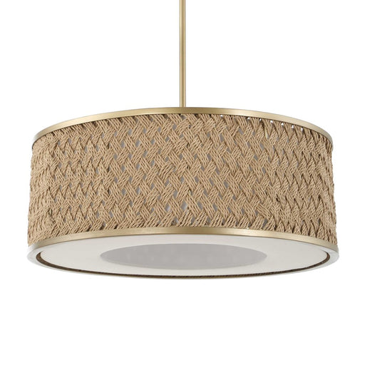 Uttermost Pinchot 4 Light Rattan Drum Pendant, Brushed Matte Gold