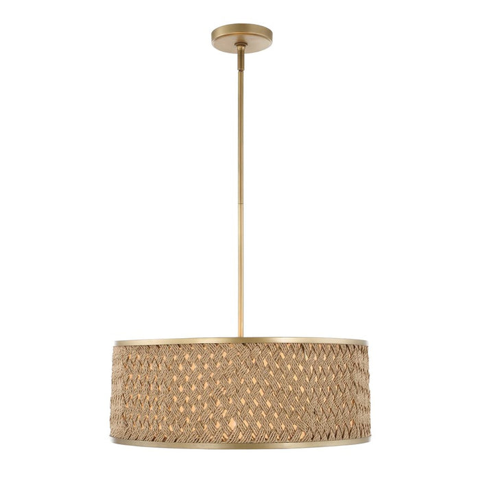 Uttermost Pinchot 4 Light Rattan Drum Pendant, Brushed Matte Gold