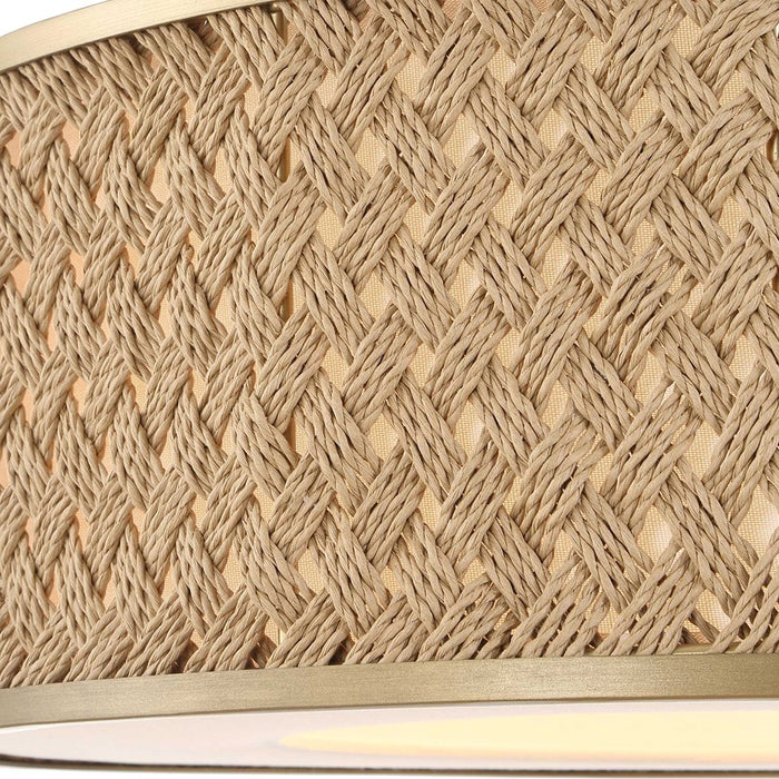 Uttermost Pinchot 4 Light Rattan Drum Pendant, Brushed Matte Gold