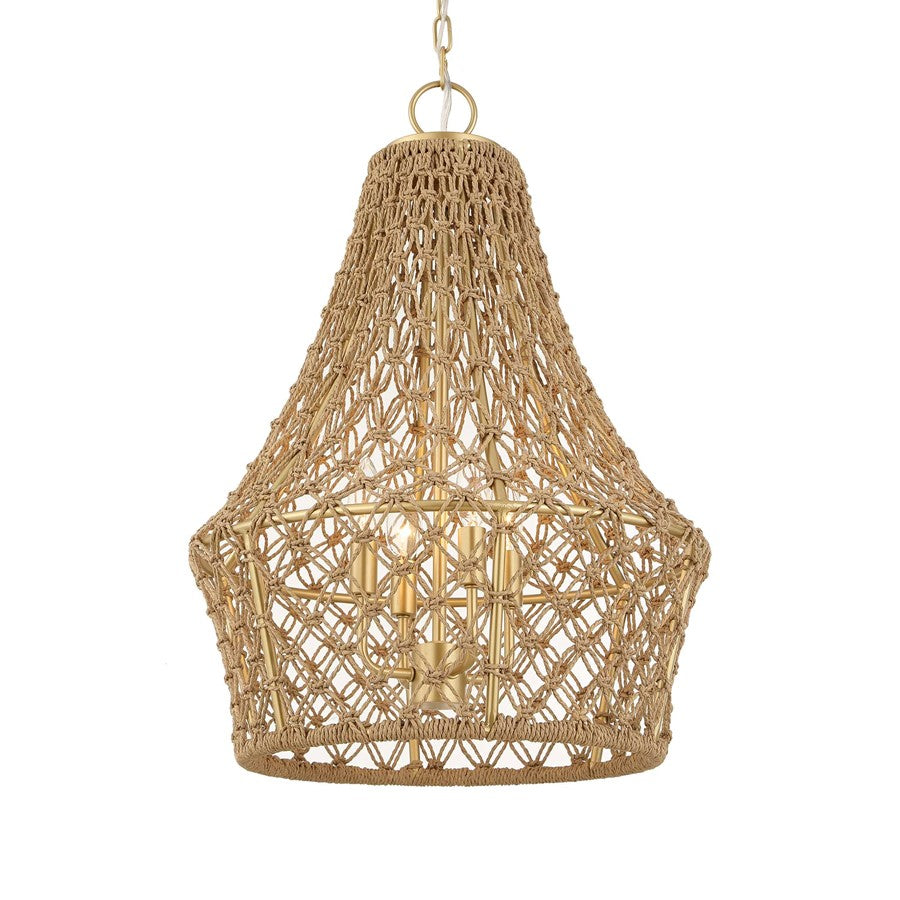 Uttermost Macrame 4 Light Rope Pendant, Brushed Gold - 21633