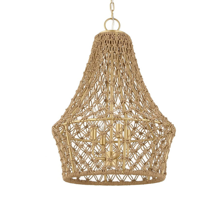 Uttermost Macrame 4 Light Rope Pendant, Brushed Gold