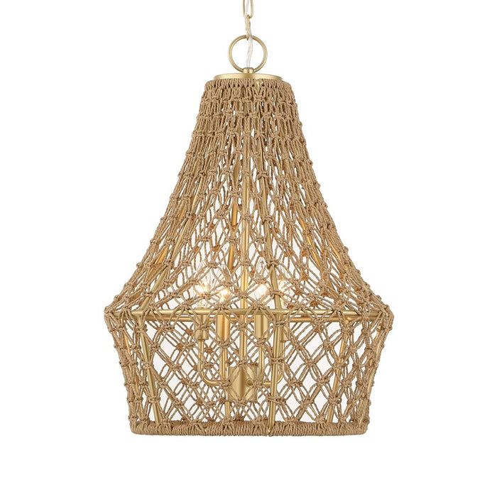 Uttermost Macrame 4 Light Rope Pendant, Brushed Gold