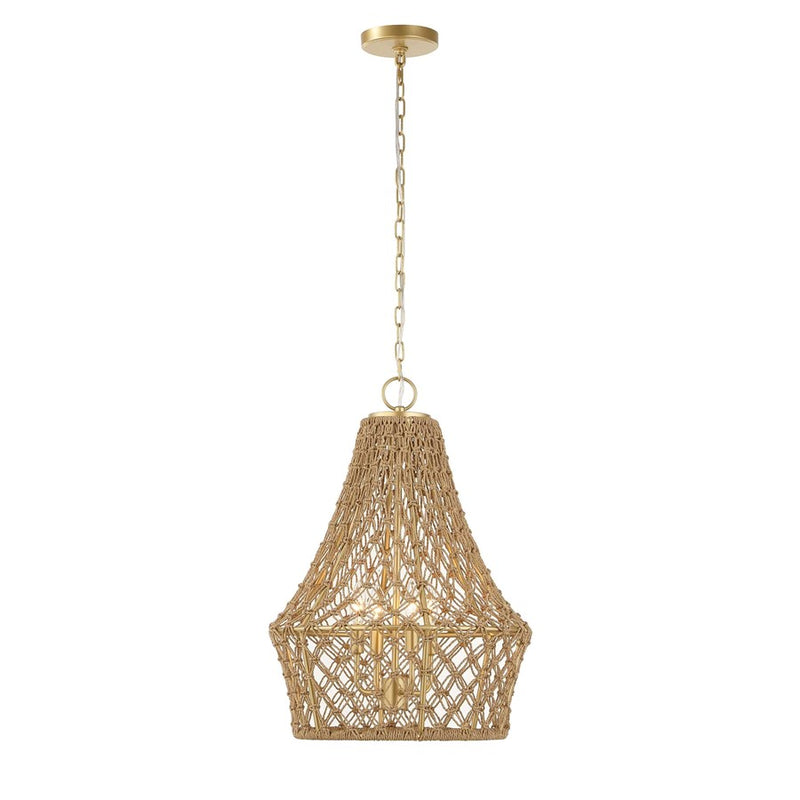 Uttermost Macrame 4 Light Rope Pendant, Brushed Gold