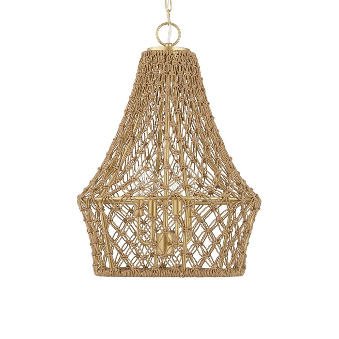 Uttermost Macrame 4 Light Rope Pendant, Brushed Gold