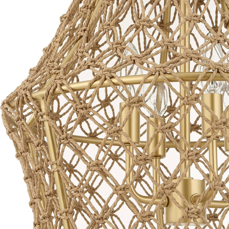 Uttermost Macrame 4 Light Rope Pendant, Brushed Gold