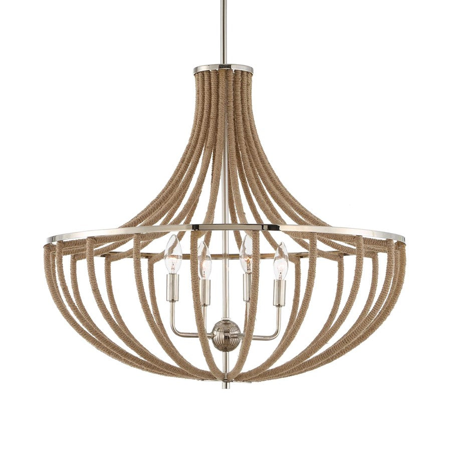 Uttermost Lovelock 4 Light Rope Empire Chandelier, Polished Nickel - 21634