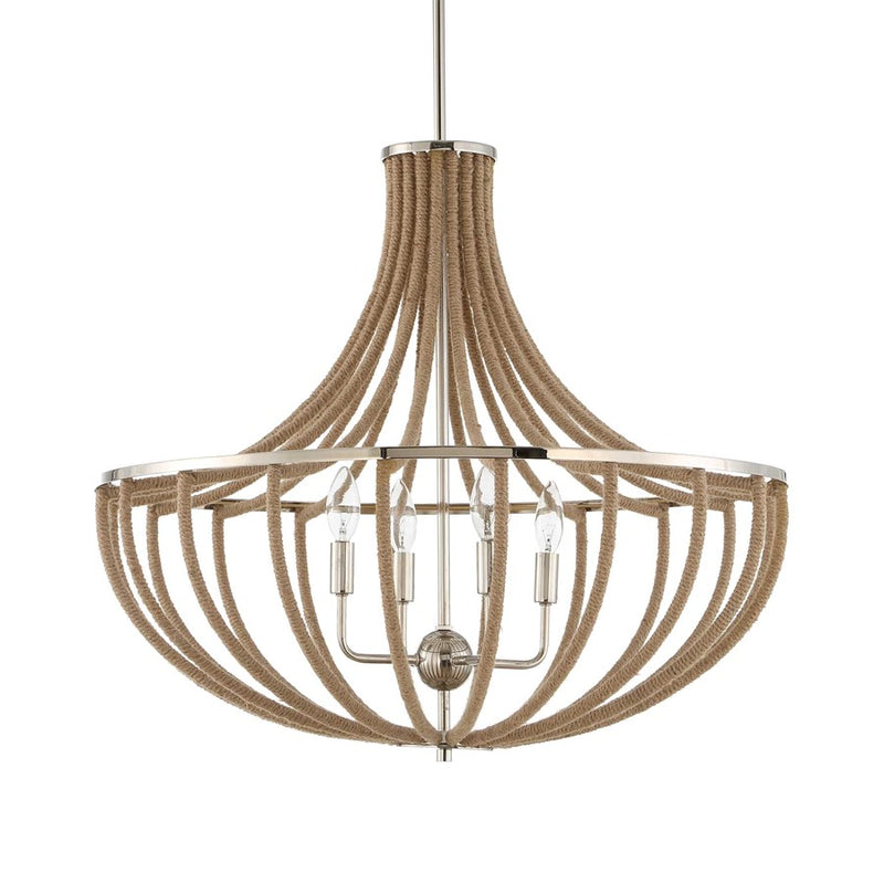 Uttermost Lovelock 4 Light Rope Empire Chandelier, Polished Nickel