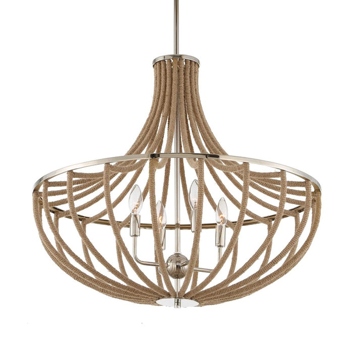 Uttermost Lovelock 4 Light Rope Empire Chandelier, Polished Nickel