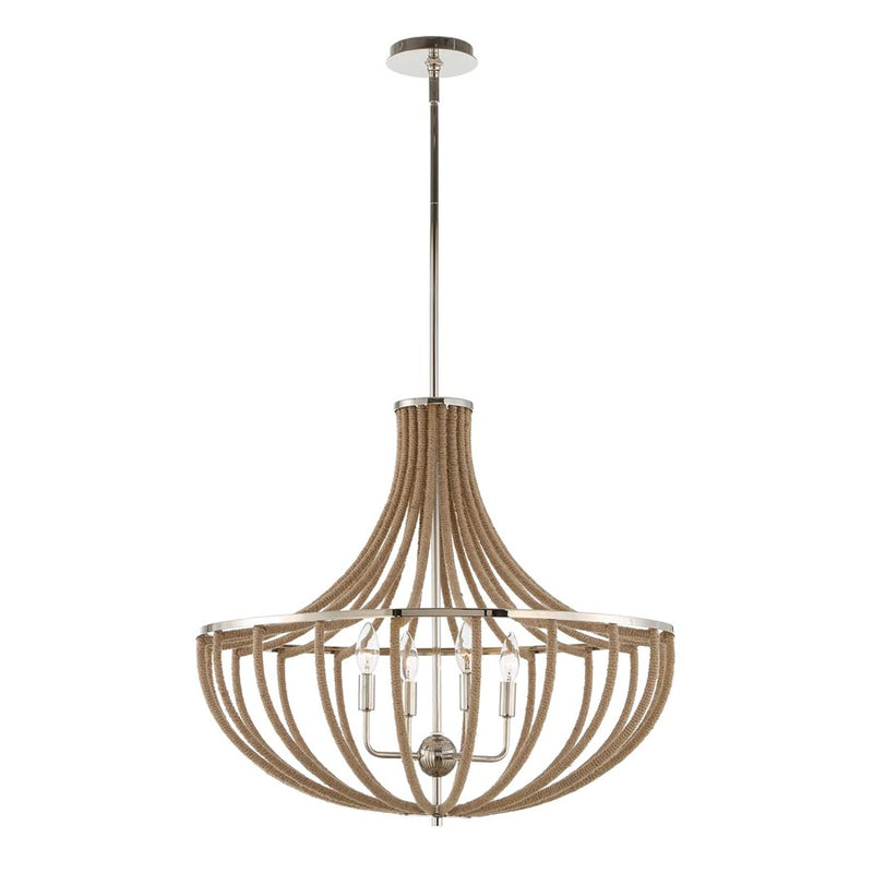 Uttermost Lovelock 4 Light Rope Empire Chandelier, Polished Nickel