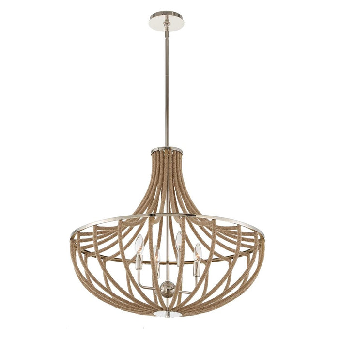 Uttermost Lovelock 4 Light Rope Empire Chandelier, Polished Nickel