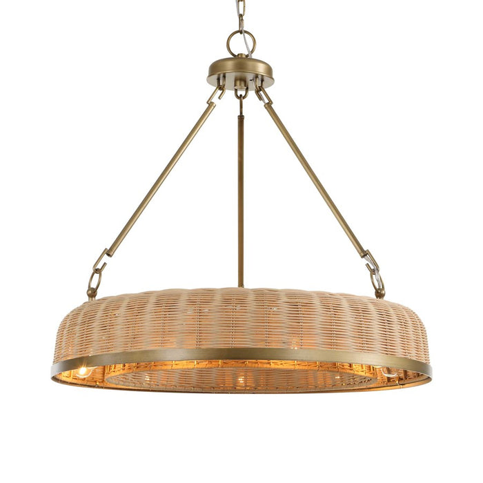 Uttermost Ladakh 9 Light Round Wicker Pendant, Weathered Brushed Brass - 21635