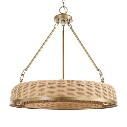 Uttermost Ladakh 9 Light Round Wicker Pendant, Weathered Brushed Brass