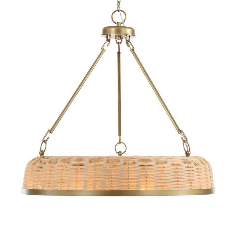 Uttermost Ladakh 9 Light Round Wicker Pendant, Weathered Brushed Brass