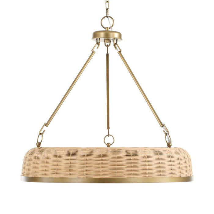 Uttermost Ladakh 9 Light Round Wicker Pendant, Weathered Brushed Brass