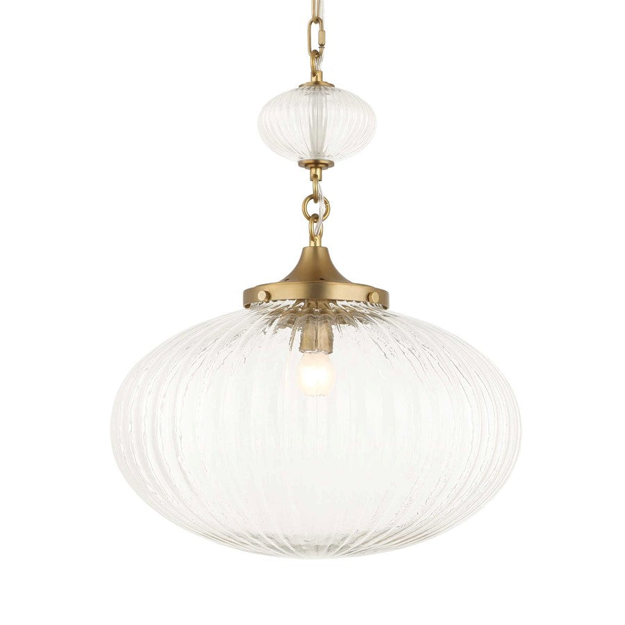 Uttermost Bellaire 1 Light Glass Shade Pendant, Matte Brushed Gold - 21636