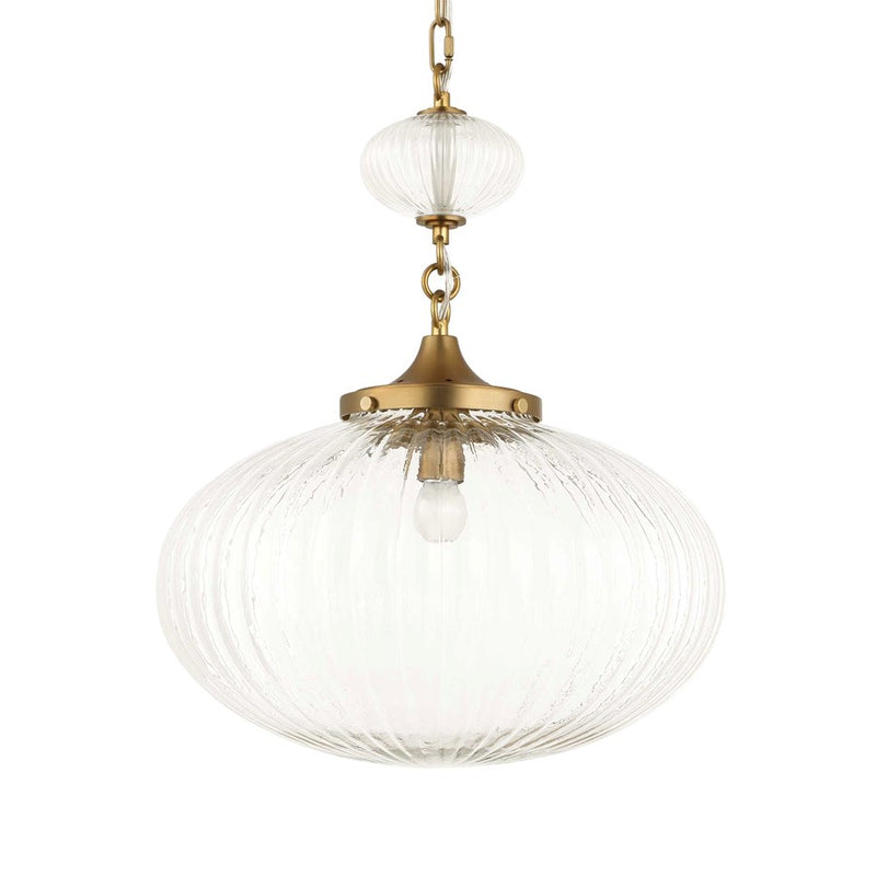 Uttermost Bellaire 1 Light Glass Shade Pendant, Matte Brushed Gold
