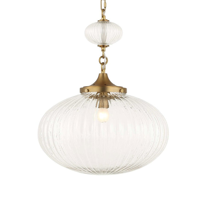 Uttermost Bellaire 1 Light Glass Shade Pendant, Matte Brushed Gold
