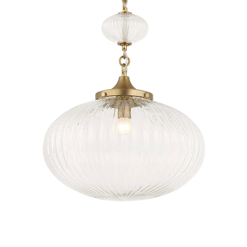 Uttermost Bellaire 1 Light Glass Shade Pendant, Matte Brushed Gold