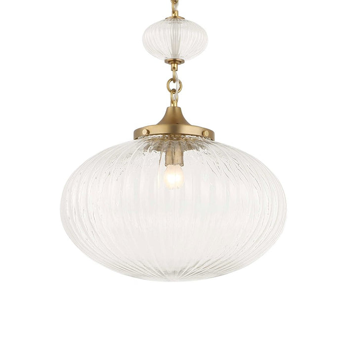 Uttermost Bellaire 1 Light Glass Shade Pendant, Matte Brushed Gold