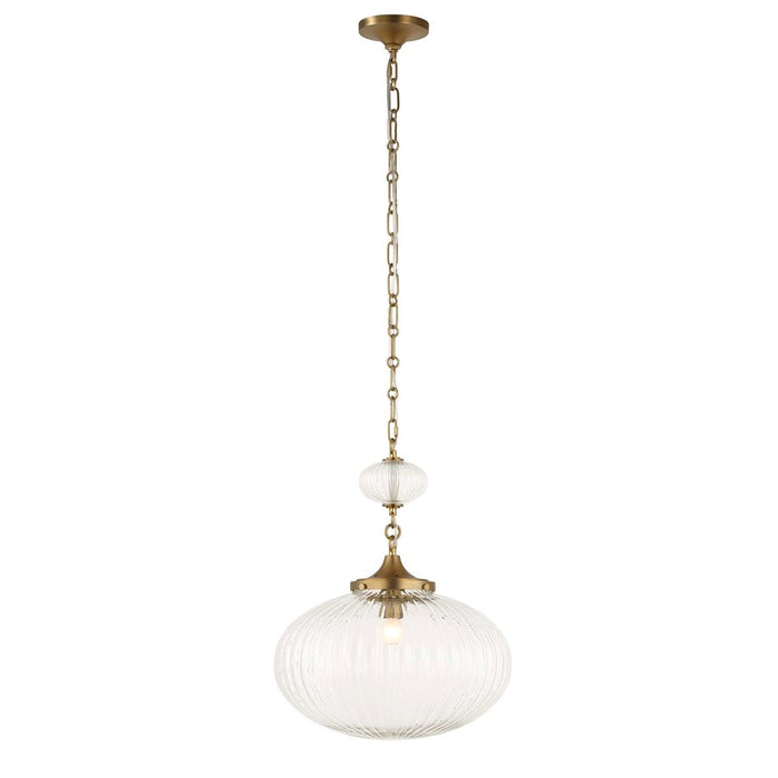 Uttermost Bellaire 1 Light Glass Shade Pendant, Matte Brushed Gold