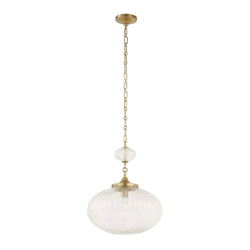 Uttermost Bellaire 1 Light Glass Shade Pendant, Matte Brushed Gold
