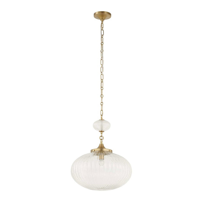 Uttermost Bellaire 1 Light Glass Shade Pendant, Matte Brushed Gold