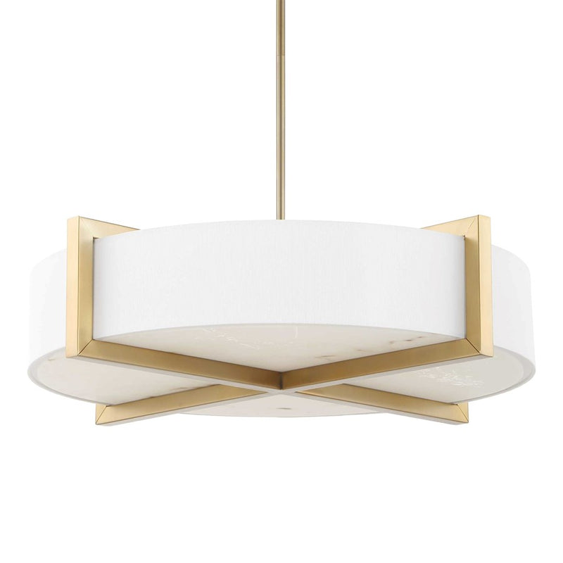Uttermost Cresson 4 Light Drum Pendant, Matte Brushed Brass