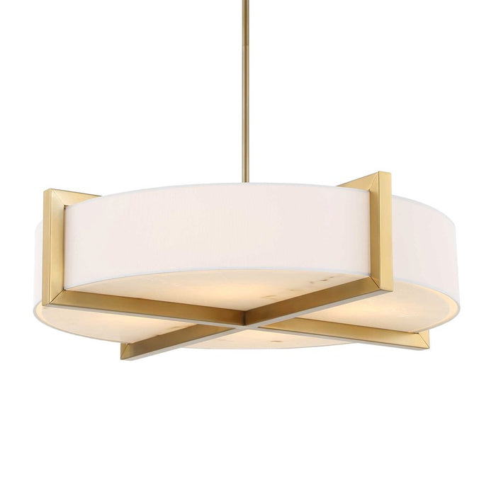 Uttermost Cresson 4 Light Drum Pendant, Matte Brushed Brass