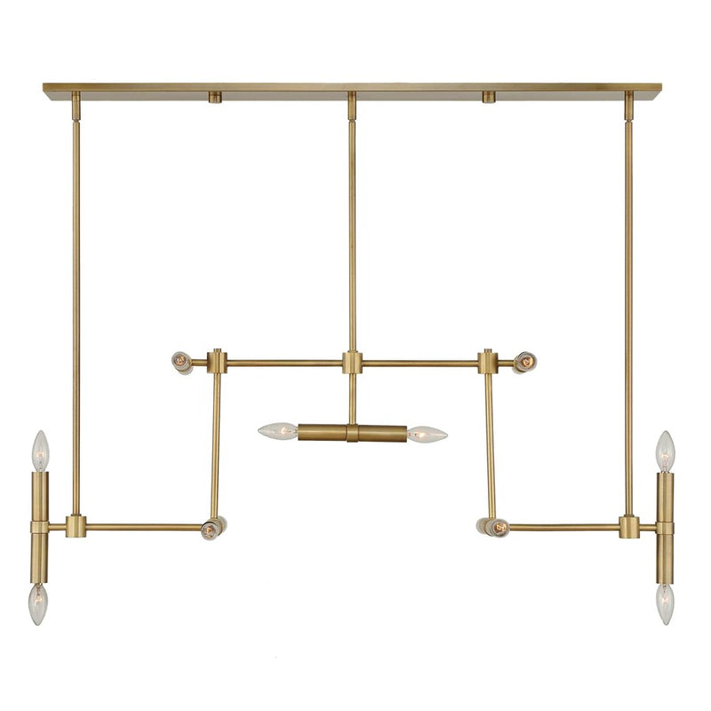 Uttermost Cadre 14 Light Modern Linear Pendant, Antique Brass