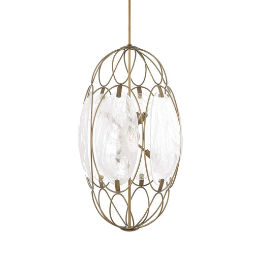 Uttermost Valencia 6 Light Glass Panel Pendant, Soft Gold