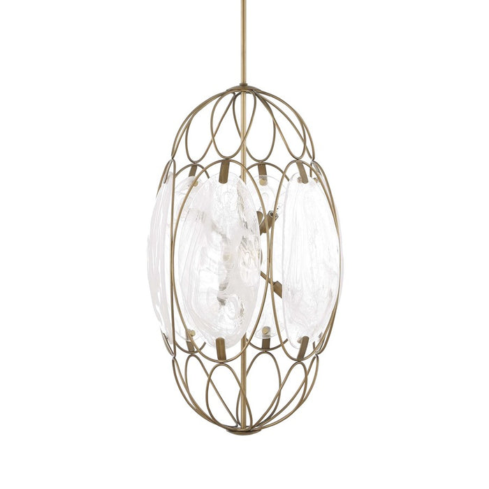 Uttermost Valencia 6 Light Glass Panel Pendant, Soft Gold
