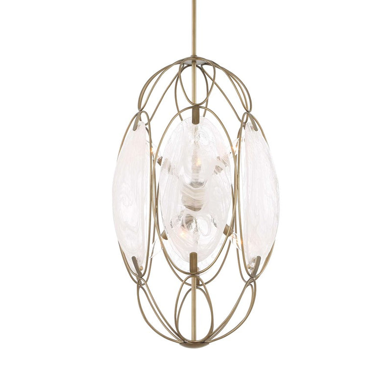 Uttermost Valencia 6 Light Glass Panel Pendant, Soft Gold