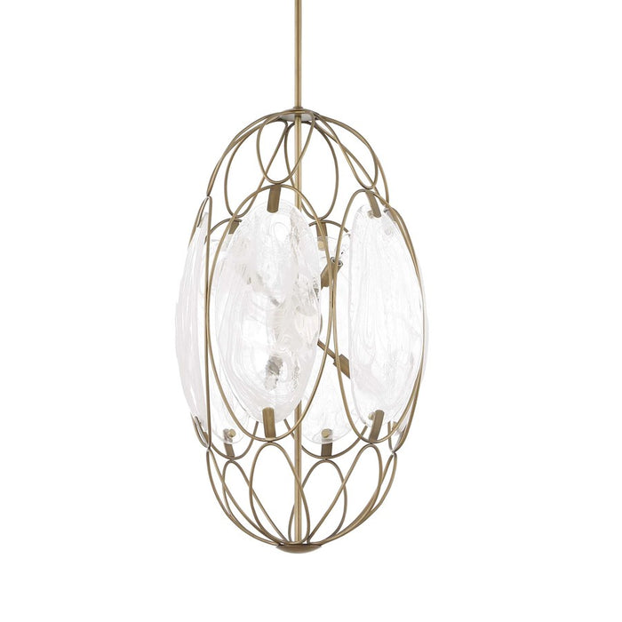 Uttermost Valencia 6 Light Glass Panel Pendant, Soft Gold