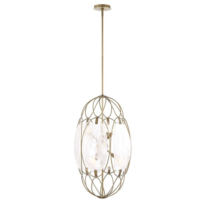 Uttermost Valencia 6 Light Glass Panel Pendant, Soft Gold