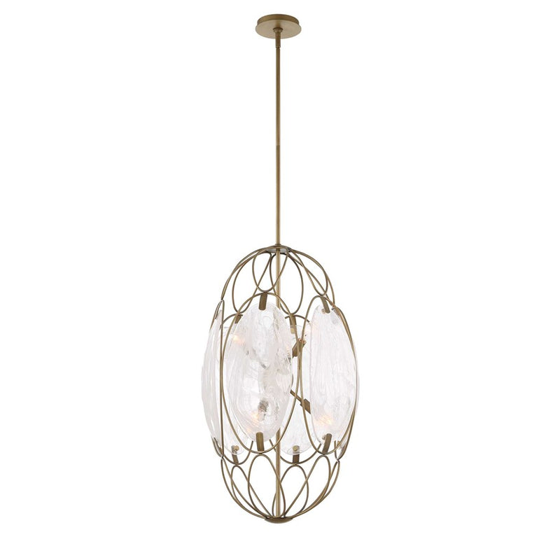 Uttermost Valencia 6 Light Glass Panel Pendant, Soft Gold