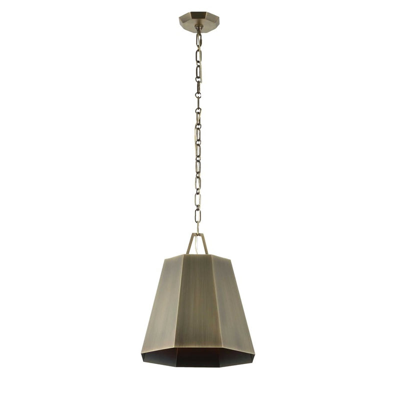 Uttermost Granada 1 Light Hexagon Pendant, Weathered Brass