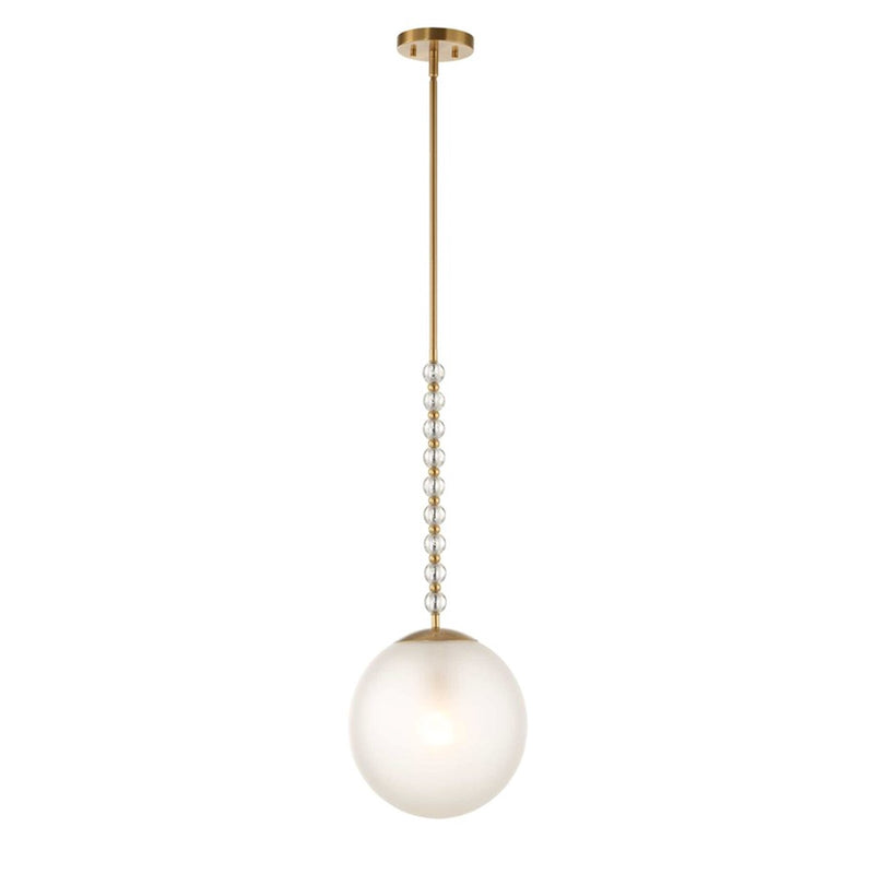 Uttermost Ripple 1 Light Frost Glass Pendant, Warm Brass